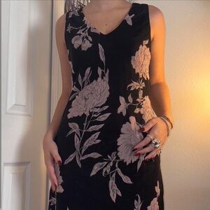 Floral Black and Pink Sleeveless Dress
